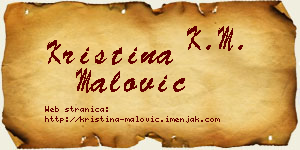 Kristina Malović vizit kartica